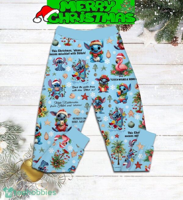 Stitch Ohana Means Mischief With Stitch Merry Christmas Fleece Pajamas Set Gift Family - Stitch Ohana Means Mischief With Stitch Merry Christmas Fleece Pajamas Set-3