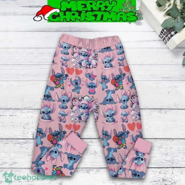 Stitch Spirit Animal Valentine Fleece Pajamas Set For Christmas - Stitch Spirit Animal Valentine Fleece Pajamas Set-3