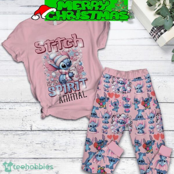 Stitch Spirit Animal Valentine Fleece Pajamas Set For Christmas - Stitch Spirit Animal Valentine Fleece Pajamas Set-1