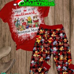 This Is My Hallmark Christmas Movies Winnie The Pooh Pajamas Set Full Print Christmas For Women - This Is My Hallmark Christmas Movies Winnie The Pooh Pajamas Set-1