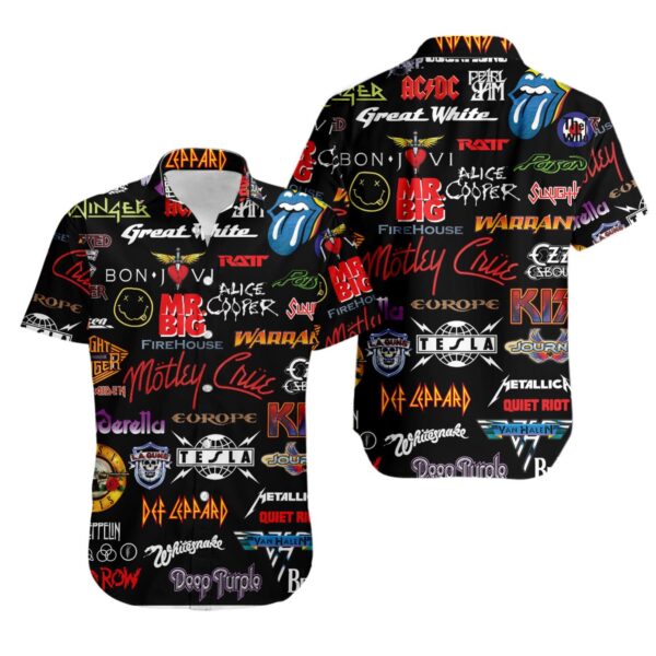 70's And 80's Rock Bands Collage Hawaiian Shirt Summer Hawaii Shirt Gift Product Photo 1