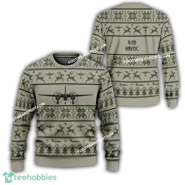 Aircraft Veteran A-20 Havoc A20 Ugly Christmas 3D Sweater Gift For Adult - Aircraft Veteran A-20 Havoc A20 Ugly Christmas 3D Sweater Gift For Adult