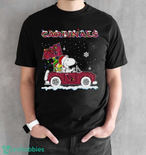 Arizona Cardinals Snoopy And Woodstock Driving Car Cute Snoopy Limited Edition Shirt - Black Unisex T-Shirt