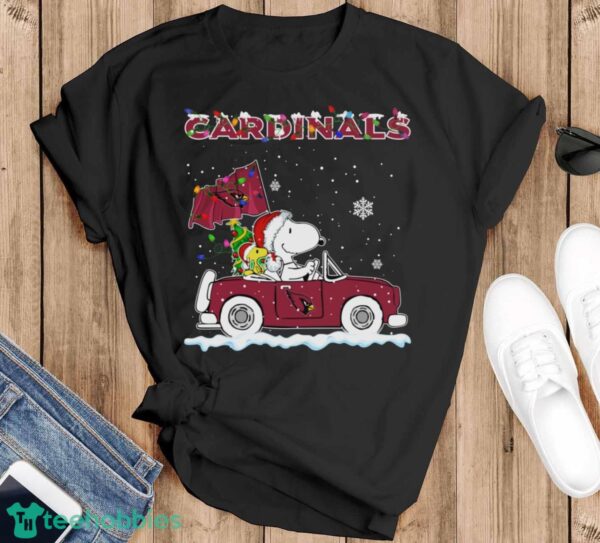 Arizona Cardinals Snoopy And Woodstock Driving Car Cute Snoopy Limited Edition Shirt - Black T-Shirt