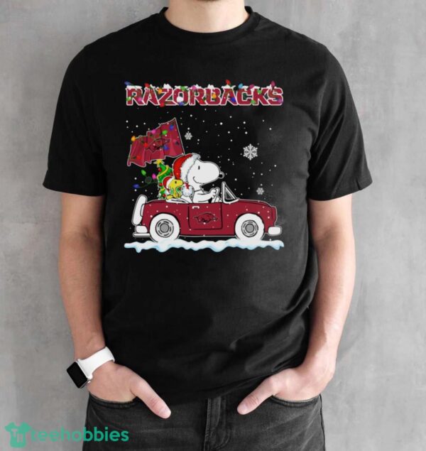 Arkansas Razorbacks Snoopy And Woodstock Driving Car Cute Snoopy Limited Edition Shirt - Black Unisex T-Shirt