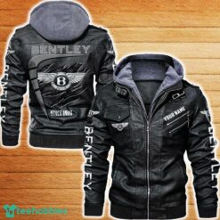 Bentley Leather Jacket Black And Brown Color Car Logo Trending All OVer Print Gift Fans Custom Name - Bentley Leather Jacket Car For Fans_1