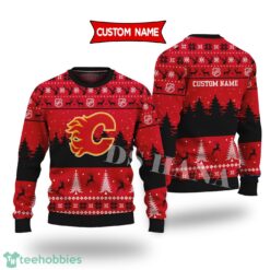 Calgary Flames Custom Name Merry Xmas Sweater For Calgary Flames Fans Sweater Product Photo 1