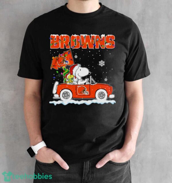 Cleveland Browns Snoopy And Woodstock Driving Car Cute Snoopy Limited Edition Shirt - Black Unisex T-Shirt