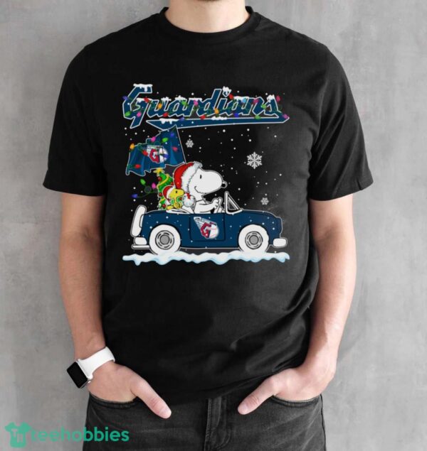Cleveland Guardians Snoopy And Woodstock Driving Car Cute Snoopy Limited Edition Shirt - Black Unisex T-Shirt