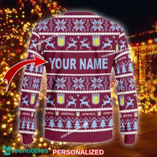Custom Name NEW Outwear Aston Villa Ugly Christmas Sweater Gift Holidays - EPL Aston Villa Ugly Christmas Sweater For Men And Women Photo 2