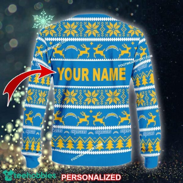 Custom Name NEW Red Los Angeles Chargers Ugly Christmas Sweater Gift Holidays - NFL Los Angeles Chargers Ugly Christmas Sweater For Men And Women Photo 2