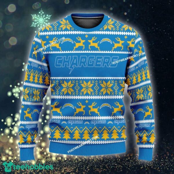 Custom Name NEW Red Los Angeles Chargers Ugly Christmas Sweater Gift Holidays - NFL Los Angeles Chargers Ugly Christmas Sweater For Men And Women Photo 1