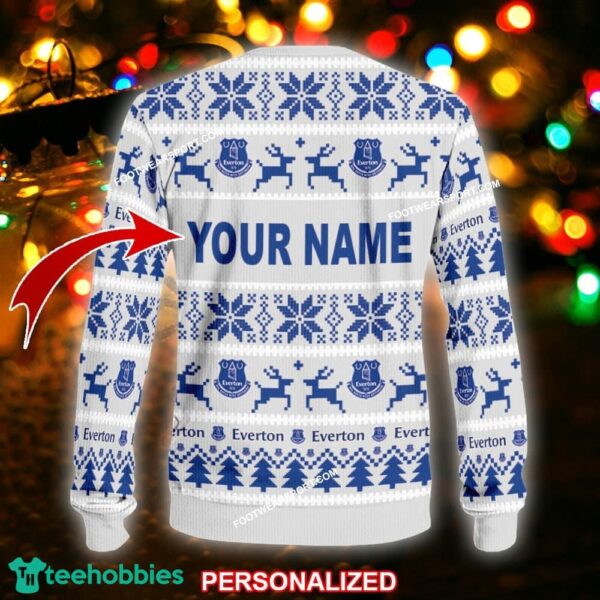 Custom Name NEW Ribbed Everton Ugly Christmas Sweater Gift For Men And Women - EPL Everton Ugly Christmas Sweater For Men And Women Photo 2