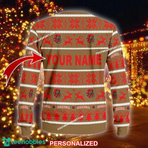 Custom Name NEW Scarf Cornell Big Red Ugly Christmas 3D Sweater Gift For Adult - NCAA2 Cornell Big Red Ugly Christmas Sweater For Men And Women Photo 2