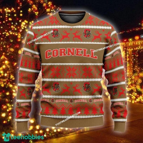 Custom Name NEW Scarf Cornell Big Red Ugly Christmas 3D Sweater Gift For Adult - NCAA2 Cornell Big Red Ugly Christmas Sweater For Men And Women Photo 1