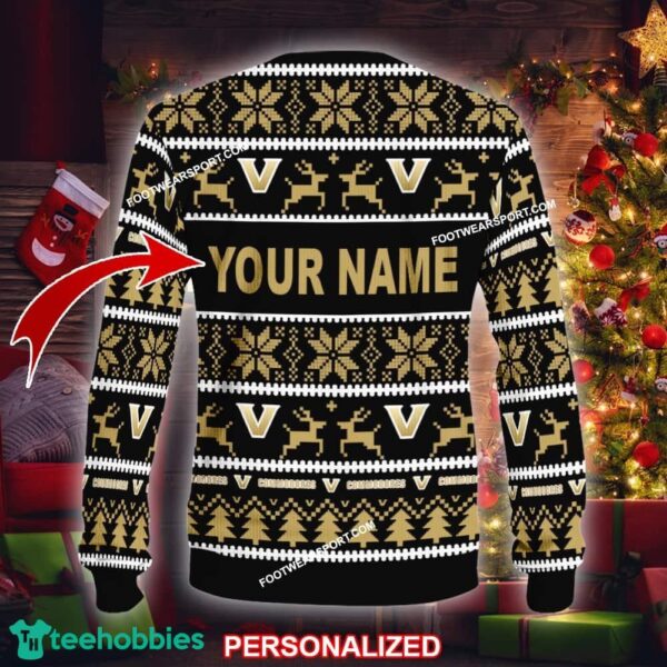 Custom Name NEW Socks Vanderbilt Commodores Ugly Xmas Sweater Gift For Men And Women - NCAA Vanderbilt Commodores Ugly Christmas Sweater For Men And Women Photo 2