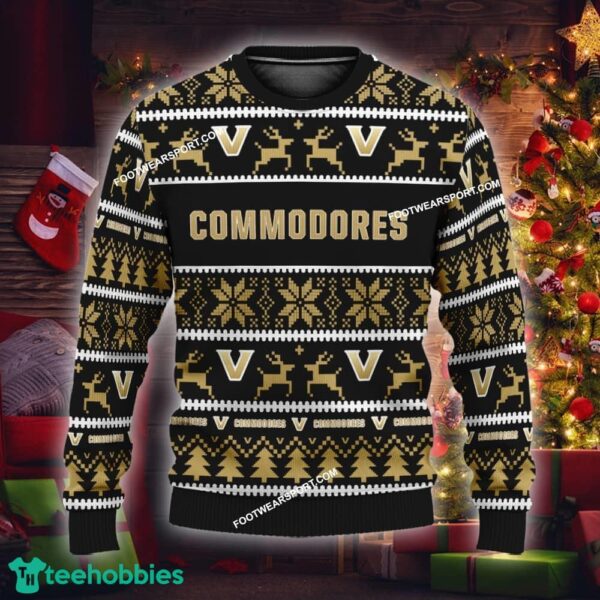 Custom Name NEW Socks Vanderbilt Commodores Ugly Xmas Sweater Gift For Men And Women - NCAA Vanderbilt Commodores Ugly Christmas Sweater For Men And Women Photo 1