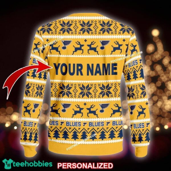 Custom Name NEW Style St. Louis Blues Ugly Christmas Sweater Gift Holidays - NHL St. Louis Blues Ugly Christmas Sweater For Men And Women Photo 2