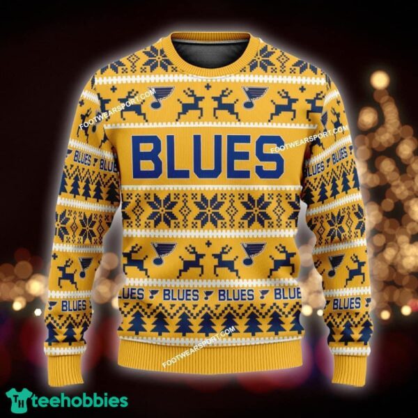 Custom Name NEW Style St. Louis Blues Ugly Christmas Sweater Gift Holidays - NHL St. Louis Blues Ugly Christmas Sweater For Men And Women Photo 1
