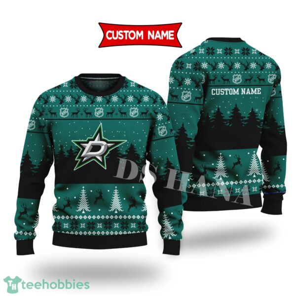Dallas Stars Custom Name Merry Xmas Sweater For Dallas Stars Fans Sweater Product Photo 1