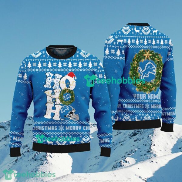 Detroit Lions NFL Ho Ho Ho Floral Circle Ugly Sweater 3D For Fans Product Photo 1