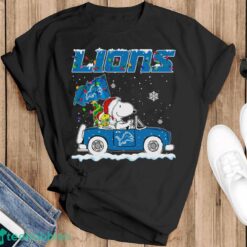 Detroit Lions Snoopy And Woodstock Driving Car Cute Snoopy Limited Edition Shirt - Black T-Shirt
