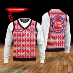 Detroit Pistons Custom Name New Style Sweater Detroit Pistons Ghile Style 3D Print Christmas Sweater Product Photo 1