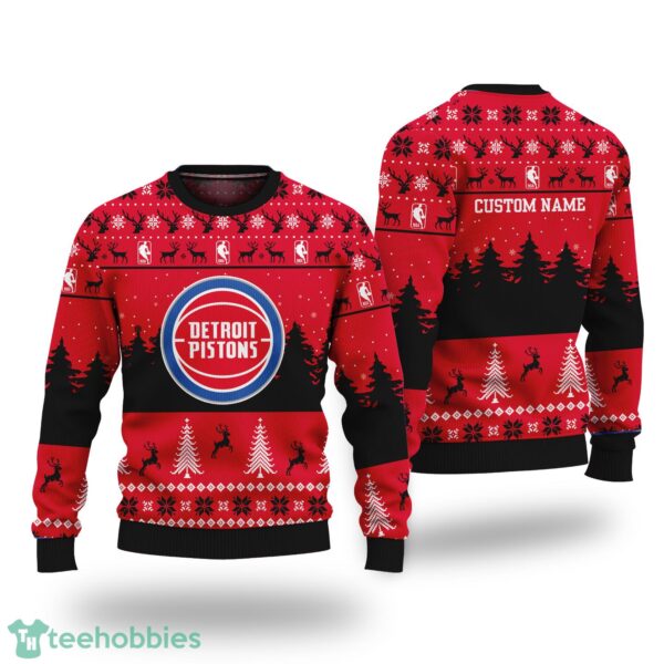 Detroit Pistons Merry Xmas Sweater For Detroit Pistons Fans Sweater - Mockup Sweater 3D