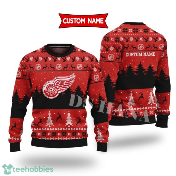 Detroit Red Wings Custom name Merry Xmas Sweater For Detroit Red Wings Fans Sweater Product Photo 1
