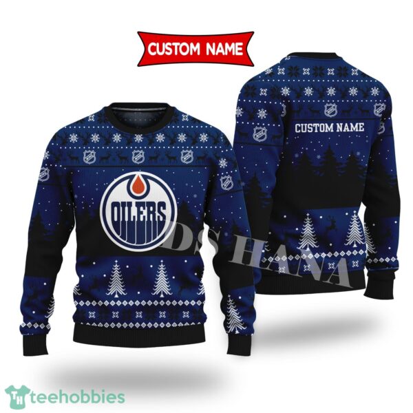 Edmonton Oilers Custom Name Merry Xmas Sweater For Edmonton Oilers Fans Sweater Product Photo 1