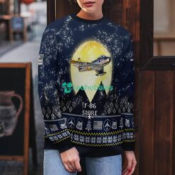 F-86 Sabre F86 3D Aircraft Moonlight Ugly Christmas Sweater Veteran Christmas Sweater Product Photo 5
