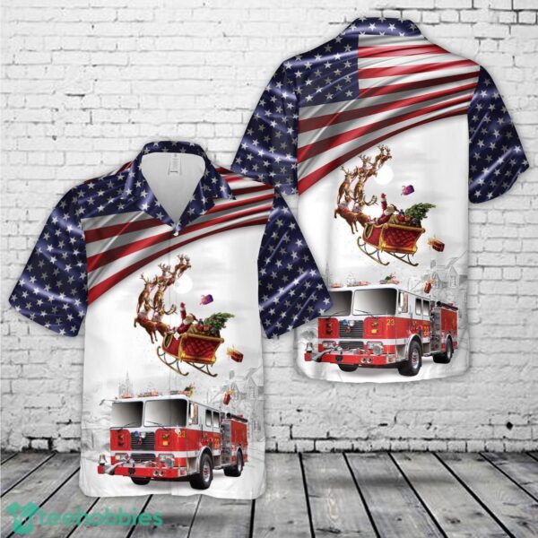 Fire Truck Firefighter Christmas Hawaiian Shirt Product Photo 1