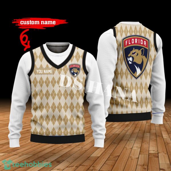 Florida Panthers Custom Name New Style Sweater Florida Panthers Ghile Style 3D Print Christmas Sweater Product Photo 1