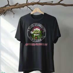 Green Cat With Santa Hat I Hate Everybody But I Love Arizona Cardinals Christmas T-shirt - Black T-Shirt