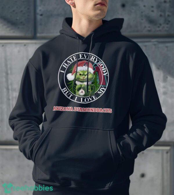 Green Cat With Santa Hat I Hate Everybody But I Love Arizona Diamondbacks Christmas T-shirt - Men Black Hoodie