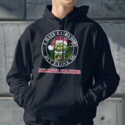 Green Cat With Santa Hat I Hate Everybody But I Love Atlanta Falcons Christmas T-shirt - Men Black Hoodie