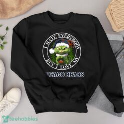 Green Cat With Santa Hat I Hate Everybody But I Love Chicago Bears Christmas T-shirt - Black Sweatshirt