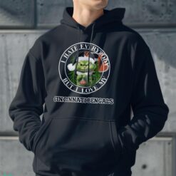 Green Cat With Santa Hat I Hate Everybody But I Love Cincinnati Bengals Christmas T shirt image Green Cat With Santa Hat I Hate Everybody But I Love Cincinnati Bengals Christmas T-shirt - Men Black Hoodie