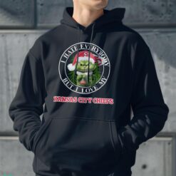 Green Cat With Santa Hat I Hate Everybody But I Love Kansas City Chiefs Christmas T-shirt - Men Black Hoodie