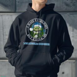 Green Cat With Santa Hat I Hate Everybody But I Love Los Angeles Dodgers Christmas T-shirt - Men Black Hoodie