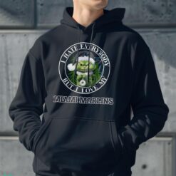 Green Cat With Santa Hat I Hate Everybody But I Love Miami Marlins Christmas T-shirt - Men Black Hoodie