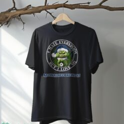 Green Cat With Santa Hat I Hate Everybody But I Love Milwaukee Brewers Christmas T-shirt - Black T-Shirt
