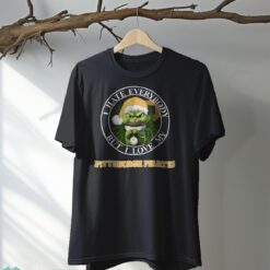 Green Cat With Santa Hat I Hate Everybody But I Love Pittsburgh Pirates Christmas T-shirt - Black T-Shirt