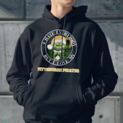 Green Cat With Santa Hat I Hate Everybody But I Love Pittsburgh Pirates Christmas T-shirt - Men Black Hoodie