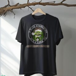 Green Cat With Santa Hat I Hate Everybody But I Love San Diego Padres Christmas T-shirt - Black T-Shirt