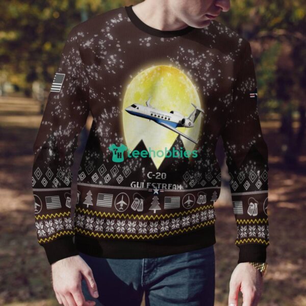 Gulfstream C-20 C20 3D Aircraft Moonlight Ugly Christmas Sweater Special Gift For Christmas Holiday Product Photo 2