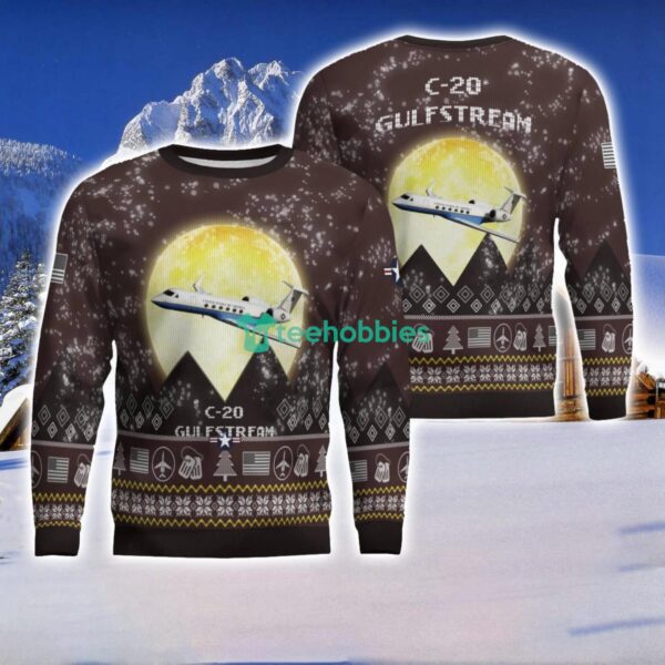 Gulfstream C-20 C20 3D Aircraft Moonlight Ugly Christmas Sweater Special Gift For Christmas Holiday Product Photo 1