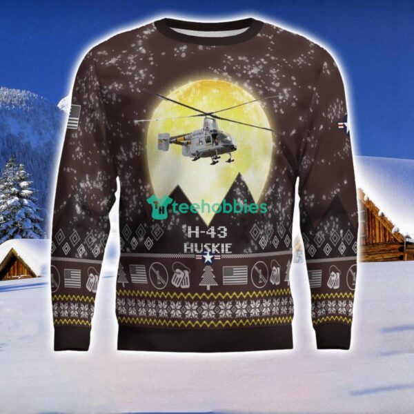 H-43 Huskie H43 3D Aircraft Moonlight Ugly Christmas Sweater Special Gift For Christmas Holiday Product Photo 2