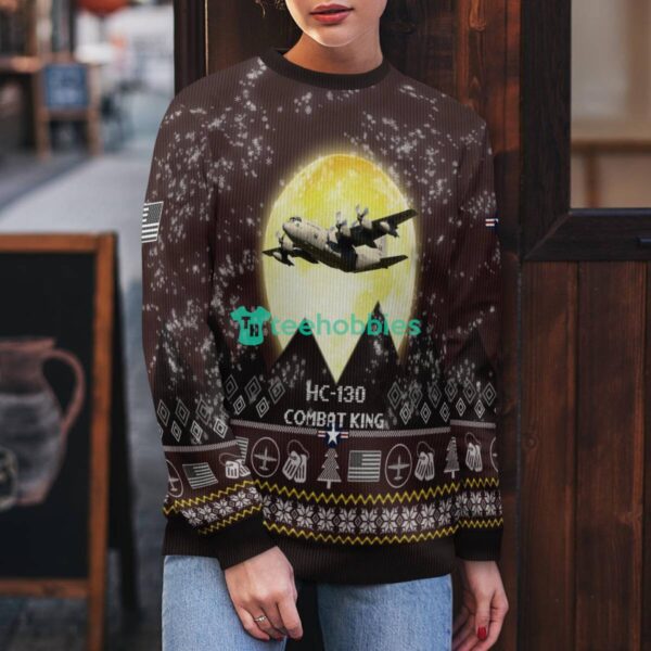 HC-130 Combat King HC130 3D Aircraft Moonlight Ugly Christmas Sweater Special Gift For Christmas Holiday Product Photo 3