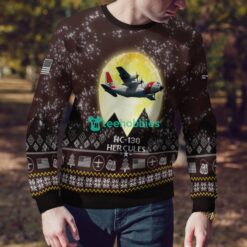 HC-130 Hercules USCG HC130 3D Aircraft Moonlight Ugly Christmas Sweater Special Gift For Christmas Holiday Product Photo 3